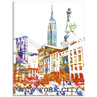Wandbild ARTLAND "New York City Grafik" Bilder Gr. B/H: 60 cm x 80 cm, Leinwandbild New York Hochformat, 1 St., bunt Kunstdrucke