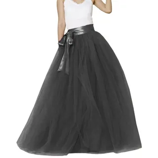 EllieHouse PC05 Tüllrock für Damen, lang, Tutu, Party, Abend, Schwarz, XX-Large - XXL