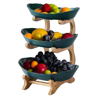 Platzsparende Dreifach-Obstschale aus Holz