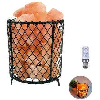 Lichthandel Hoch Tischleuchte Salzkristall-Lampe Salzlampe Salzkristallleuchte Saunabeleuchtung, LED wechselbar, 3000K, EINFACHE BEDIENUNG PER KIPPSCHALTER orange