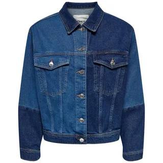 ONLY Jeansjacke Colour Block Langarm Denim Übergang für Damen ONLKIM COLOUR BLOCK JACKET DNM blau XS (34)