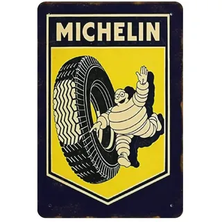 GQWJKSZ Metall-Blechschild, Michelin-Reifenmann, Vintage-Blechposter, Metallschild, Wanddekoration, Landhaus-Küche, Zuhause, Garage, Dekor, 30,5 x 20,3 cm