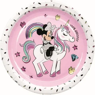 Procos - Minnie Maus - Pappteller Einhorn (Ø23cm, 8 Stück)