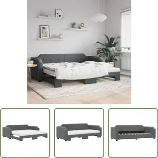 The Living Store Tagesbett Ausziehbar mit Matratzen Dunkelgrau 80x200 cm Stoff - Grau