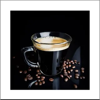levandeo Glasbild 30x30cm Wandbild Kaffee Tasse Schwarz Weiß Wanddeko Glas Coffee Deko Wandobjekt
