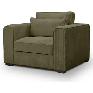 inn.furn Sessel 120 x 92 x 112 cm Khaki Cord mit Wellenfederung