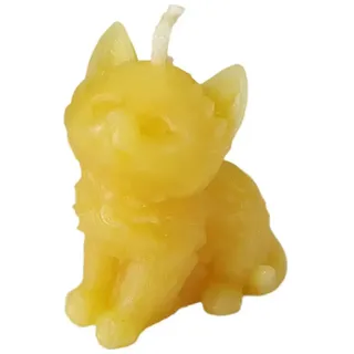 Aspinaworld Bienenwachskerze Katzen Kerze sitzend 5 cm natur – Kopf zur Seite geneigt (1-tlg) gelb