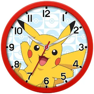 COFI Pokémon analoge Wanduhr 25 cm rot