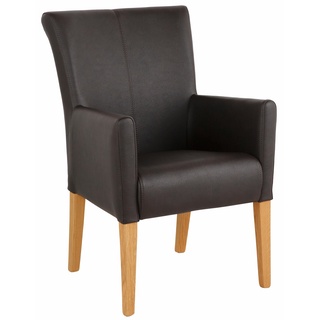 Armlehnstuhl HOME AFFAIRE "King" Stühle Gr. B/H/T: 60 cm x 92 cm x 65 cm, Kunstleder, braun (dunkelbraun) 4-Fuß-Stuhl Armlehnstuhl Küchenstuhl Möbel Stuhl Stühle Sitzbänke Esszimmerstuhl mit Knopfheftung