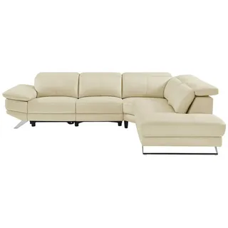 Vente-Unique Relaxsofa, Beige, Leder, Uni, 6-Sitzer, 299x76x239 cm, Wohnzimmer, Sofas & Couches, Sofas