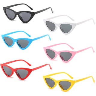 Bztzhm 6 Stück Neon Brillen Set, Retro Vintage Schmale Cateye Sonnenbrille, Vintage Cat Eye Sonnenbrille, Retro Cateye Sonnenbrille, Partybrillen, für Themenpartys, Kostümanpassungen, Reisen