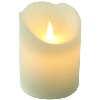 LED Rustik Echtwachs Kerze 10 cm Creme mit Timer