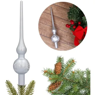 Sarcia.eu Christbaumspitze Silberne Christbaumspitze, kleine Spitze für Weihnachtsbaum, 20 cm silberfarben