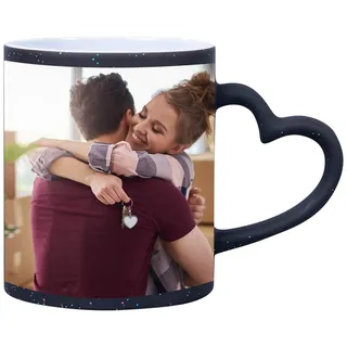 Generisch Personalisierte Zaubertasse mit Foto & Text bedruckt, selbst gestalten – Farbwechseltasse, Magic Mug, Thermobeschichtung, 350ml, Keramik - Geschenkidee Männer, Frauen (C)