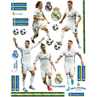 27 tlg. Set XL Wandtattoo/Sticker " Fußball Mannschaft - Real Madrid - Club de Futbol/FCM - Fußballverein " - zum Spielen & als Deko - Wandsticker - A..
