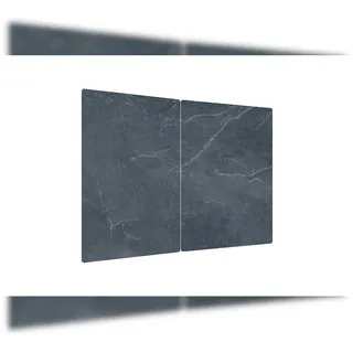 ALLboards Glas Herdabdeckplatte Schneidebrett ANTHRAZIT MARMOR 2er Set Multi-Platte Arbeitsplatte Herdschutz Deko für Küchen Gehärtetes Glas, 2 Stück – 52x30cm