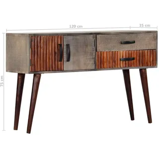 vidaXL Konsolentisch Grau 120 x 35 x 75 cm Mangoholz