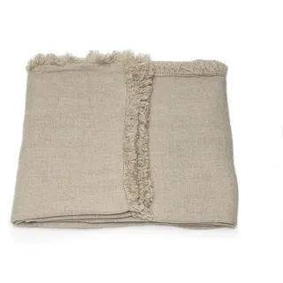 LinenMe Natural Leinen Plaid Rustico Fringe, 135 x 200 cm