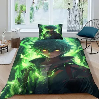 VesFy Cooler Junge Bettwäsche 3D Bettbezug Kissenbezug Mit Reißverschluss Deluxe Weich Microfaser 2 Teilig Anime Jugend Bettdeckenbezug Für Jugendliche Kinder Schlafzimmer Single(135x200cm)