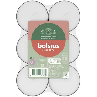 Bolsius Teelicht Bolsius Maxi-Teelichter weiß 8h 12er Pack weiß
