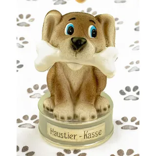 Kremers Schatzkiste Spardose Hund Haustierkasse 17 x 11 x 9 cm Niedliche Sparbüchse Hundekasse, Handbemalt bunt