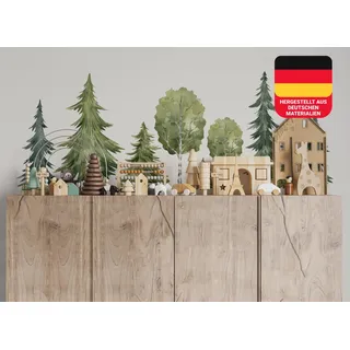 Osomhome Wandtattoo Kinderzimmer Mädchen & Junge: Wald Bäume (140x50cm) | Kinderzimmer & Babyzimmer Deko | Wandsticker & Wanddeko Kinderzimmer | Wandaufkleber Kinderzimmer Wall Stickers ms3646