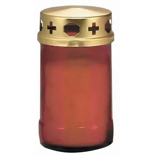 JEKA Grabkerze Brenner Nr. 3 Glas mit Deckel rot Grableuchte Licht Kerze Flackerlight