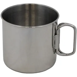 MFH Rostfreie Tasse aus Edelstahl mit Klappgriffen Feldtasse Feldbecher Kaffebecher Outdoor Tasse Campingtasse 450 ml