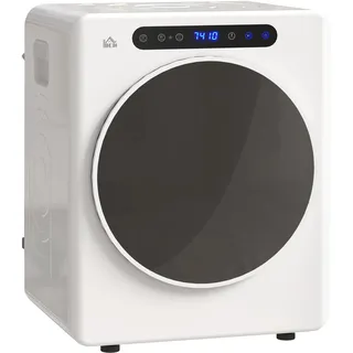 HOMCOM Mini Ablufttrockner 5kg Wäschetrockner mit Sterilisation, Weiß | 6 Programmen bis zu 60°C, 1000W Trockner mit Touch-Screen, Knitterschutz, Edelstahltrommel, Extra-Trocken-Modus
