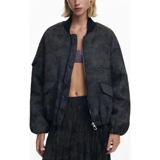 Stylische Damenjacke in Schwarz mit Kontrastdetails und Reißverschluss - Schwarz - L
