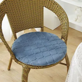 Sitzkissen Rund 35cm Blau, 1er-Set 4 cm Dicke Weiche Stuhlkissen mit rutschfest Waschbar Samtbezug, Sitzkissen Stuhl mit Reißverschluss, Chair Cushion für Indoor Esszimmer Küche Outdoor Garten