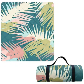 Hayisugal Picknickdecke 200x200 cm Verdickte Stranddecke Sandfrei Wasserdicht Campingdecke Picknickmatte Tragbare Picknickdecke für Strand,Picknick,Wandern,Park,Reisen, Pflanzen E, 200 x 200 cm