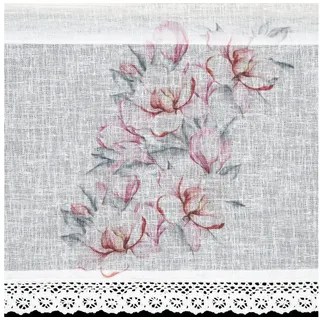 Eurofirany Scheibengardine Kurzgardine mit Blumenmuster im Landhausstil 30 cm