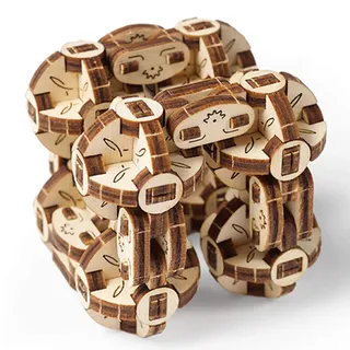 UGEARS Flexi Cubus – 3D Holz-Puzzle – Mechanischer Flexi Würfel – Anti-Stress 3D-Puzzle – Verbessert Aufmerksamkeit und Konzentration – Selbstmontage Modell – 144 Teile Bausatz
