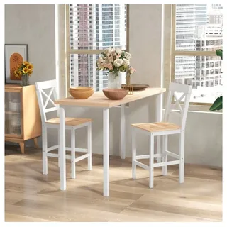REDOM Barhocker Barstuhl 2er Set aus Kiefernholz mit Lehne (Set, 2 St., Küchen Barhocker für Theke, Wohnzimmer und Essbereich), Hocker mit Fußstütze im Landhaus Design für Sitzkomfort beige