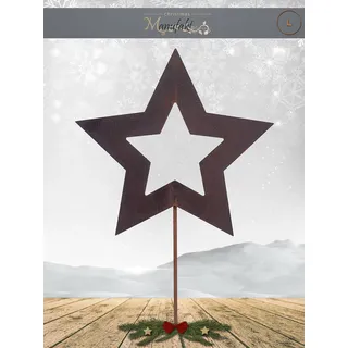 Edelrost Stern am Stab zum Stecken: Variante E/Größe L: 25cm - Wunderschöne Metall Weihnachts-Deko. Ideal für Ihren Hauseingang, im Garten oder in Ihrer Wohnung - Winterdeko von Manufakt Design