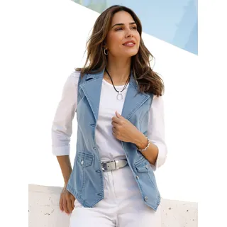 Jeansweste CLASSIC BASICS, Damen, Gr. 42, blau (blau, bleached), 81% Baumwolle, 17% Polyester, 2% Elasthan, unifarben, Westen