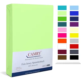 Camry Spannbettlaken CLASSIC, Jersey Baumwolle, Gummizug: rundum, viele Farben, alle Matratzenhöhen, Bettlaken, Spannbetttuch grün 60-70 cm x 120-140 cm