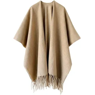Vobumix Winterschal, Poncho, Cape, Einfarbiger Schal, Kaschmir-quastenmantel, Damen-winterponcho, Cape, Strickjacke, Pullover, Mantel