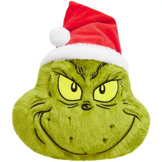 The Grinch 3D Kuschelkissen für Sofa & Schlafzimmer, Flauschige Kissen Weihnachten als Deko 52x34.5x10.5cm, Xmas Geschenke für Kinder Teenager Erwachsene