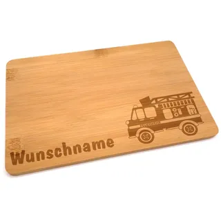 Samunshi® Holzbrett mit Gravur Feuerwehr aus Bambus Brett Frühstücksbrettchen Kinder als Holz Schneidebretter Holzbrett Küche Vesperbrett mit Moti