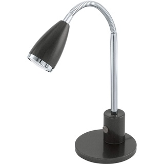 EGLO Tischlampe Fox, 1 flammige Tischleuchte, Klassisch, Schreibtischlampe aus Stahl, Bürolampe in Anthrazit, Chrom, GU10 Fassung