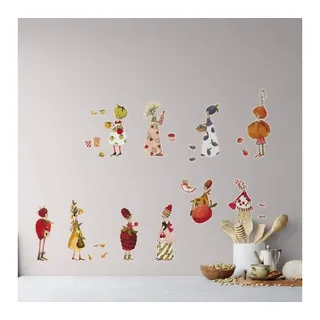 K&L Wall Art Wandtattoo Wandtattoo Leffler Erdbeere Pflaume Apfel Küche Marmelade Früchte, Wandbild selbstklebend, entfernbar bunt 70 cm x 51 cm