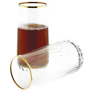 Pasabahce Cocktailglas Trinkglas Set 4-teilig mit elegantem Goldrand 360 ml Cocktailgläser goldfarben