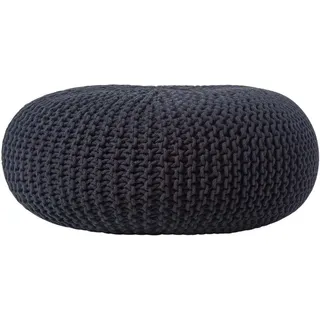 Homescapes Strick-Pouf, Schwarz, Textil, Uni, Rund, 70x23x70 cm, Wohnzimmer, Hocker, Poufs