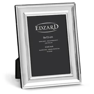 EDZARD Bilderrahmen Sunset (Foto 9x13 cm) versilbert anlaufgeschützt | Silberrahmen für Fotos 9x13 cm, Samtrücken, zum Stellen, Fotorahmen, Portraitrahmen, Geschenk Hochzeit