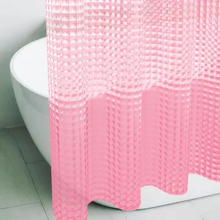 Eazzier Bath Blush Pink 3D-Kristall-Kunststoff-Duschvorhang, 183x183 cm, dünner, Leichter Kunststoff, Badezimmer, Ausstellungsraum, Innenvorhang mit rostfreien Metallösen und beschwerten Magneten
