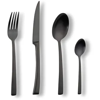 Echtwerk Tafelbesteck Avelino, Black Edition, 16-teilig, Essbesteck für bis zu 4 Personen, Edelstahl 18/10, mattiert, Hochwertiges Besteck Set, für Esstisch, Tischdeko für Hochzeiten & Festtafel