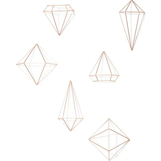 Umbra Prisma Geometrische Wanddekoration – Deko zum Aufhängen an Wand und Decke oder als Tischdekoration Verwendbar, Set mit 6 Prisma Hälften, Metall / Kupfer