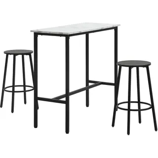 Bar-set 3-teilig Aus Stahl, Spanplatte, Mdf Homaire L100xb40xh90 Cm - Weiß+schwarz